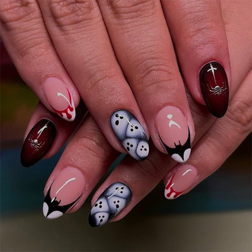 24pcs halloween unghie finte - 24pcs,